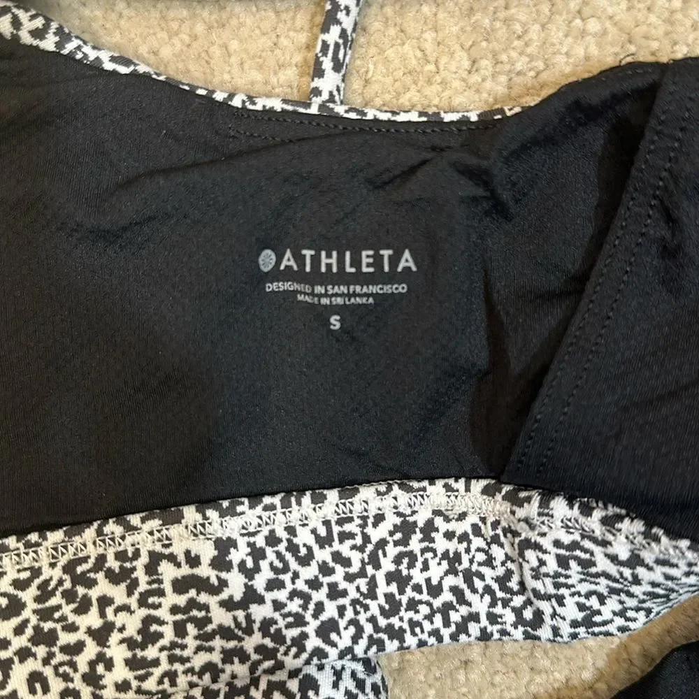 Athleta Black White Animal Sports Bra Women Size Small
